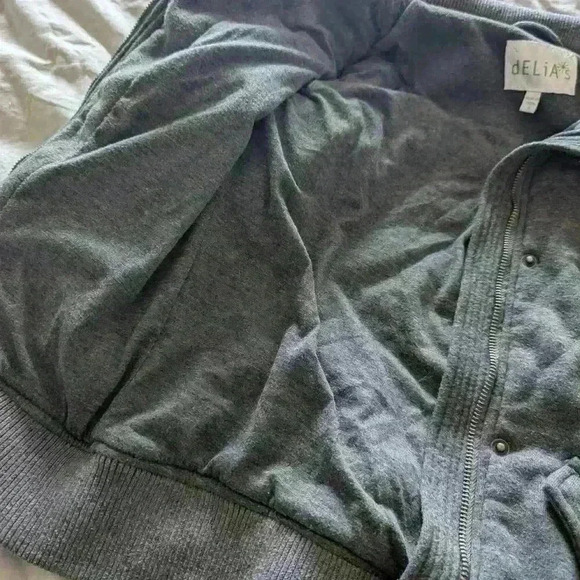dELiA*s, zip up sweatshirt, jacket,  Gray, Size Small - Picture 12 of 12